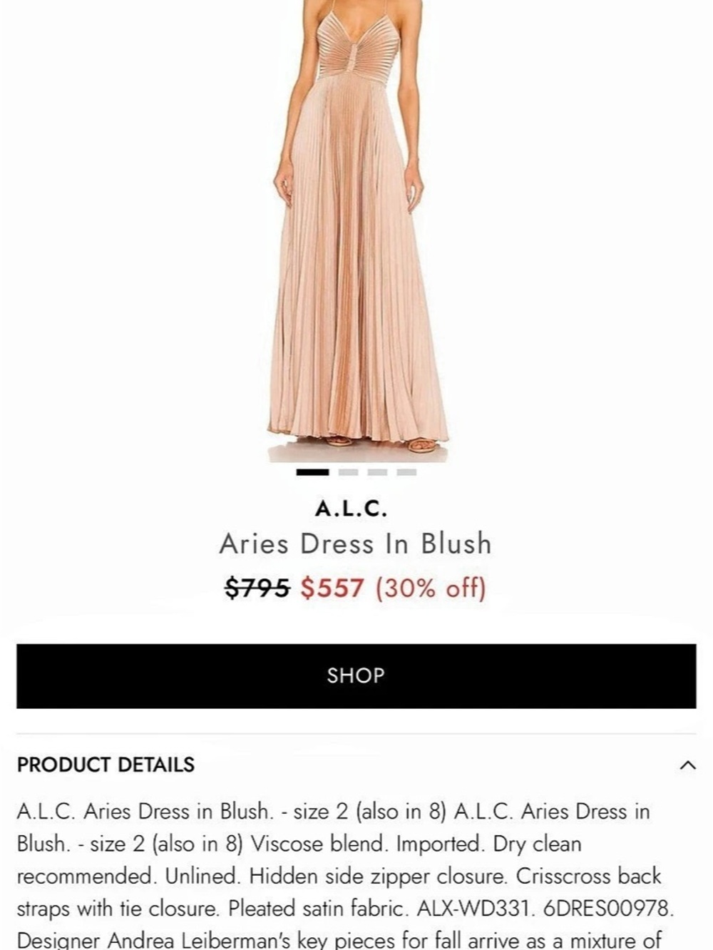 A.L.C. Aries Dress. Silk Striped Maxi Dress in Pink Size Medium
